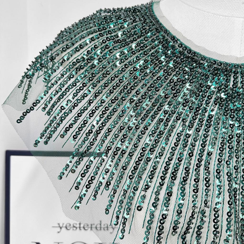 European And American Heavy Industry Mesh Sequined Collar Fake Collar Cloth Sticker Dress Performance Clothes Front Collar Clothing Shawl Cape