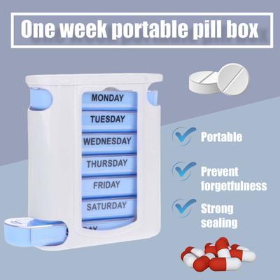 Yousheng Pillendose Medikamenten-Aufbewahrungsbox mit mehreren Fächern BPA-frei wasserdicht feuchtigkeitsbeständig wöchentliche Pillen-Organizer-Box