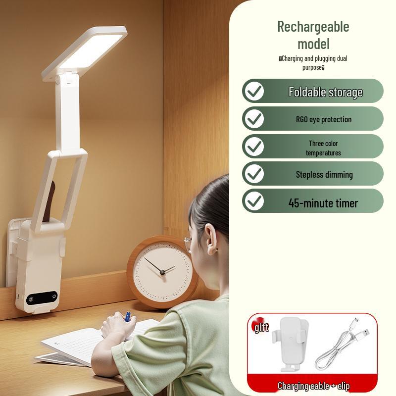 Smart Rechargeable Folding Table Lamp for Students with Eye Protection and Timer
