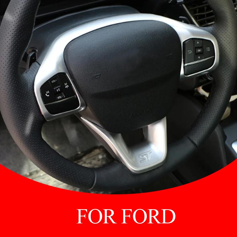 ABS Car Styling Interno Coprivolante Trim Adesivo Per Ford Kuga Escape Bronco Fiesta MK8 Focus Accessori Sportivi argento