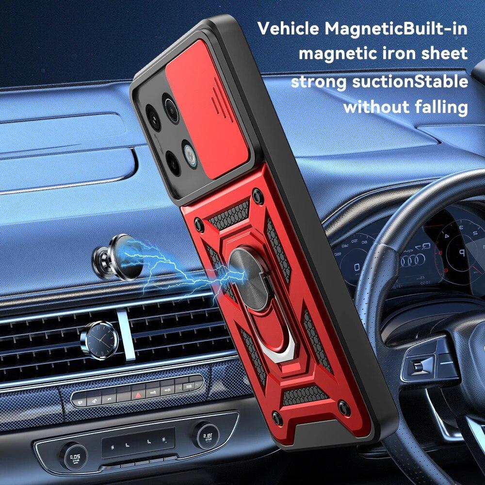 For Redmi Note13 Pro Plus Slide Camera Lens Protector Armor Case For Xiaomi Redmi Note 13 Pro 4G 5G Military Grade Bumpers Cover