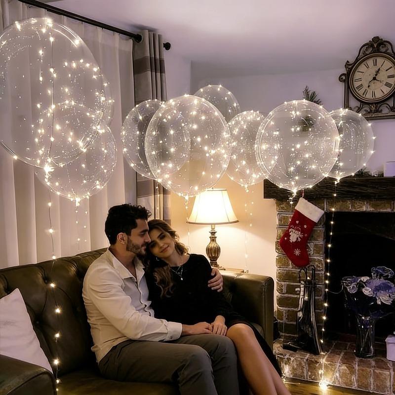 Bobo Balloons with LED Lights Transparent Glowing Bubble Balls for Wedding Birthday Decorations, Party Supplies
