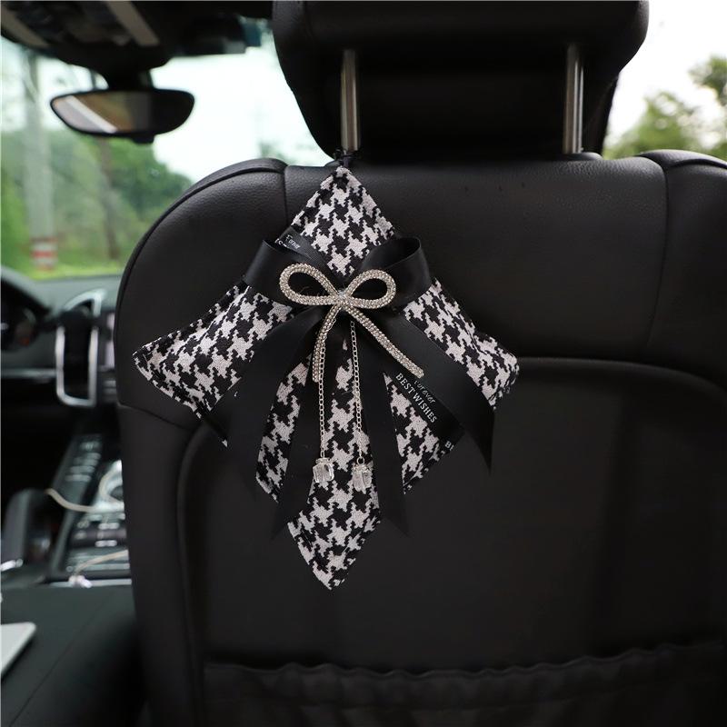 Houndstooth Bowknot Bamboo Charcoal Air Freshener Bag For Car And Home