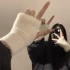 New Trendy Half-finger Plush Gloves, High-value Princess Style, Warm Autumn and Winter Gloves and Socks, Touchscreen Compatible