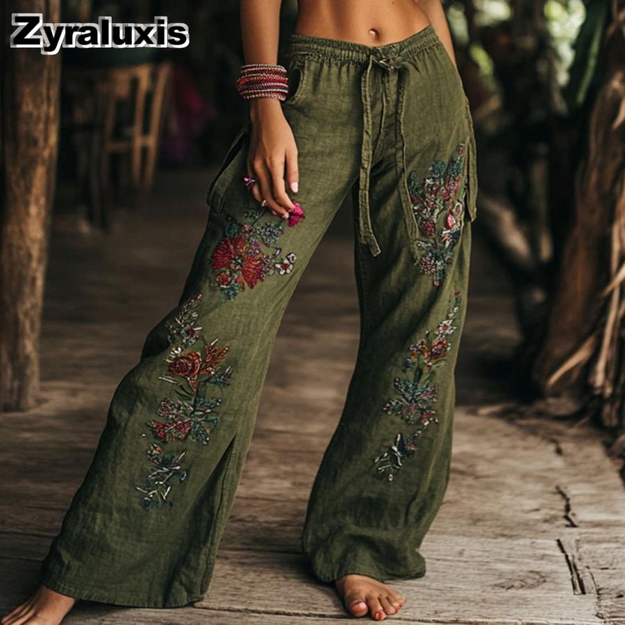 Fashion New Printed Wide Leg Pants with Belt Loop