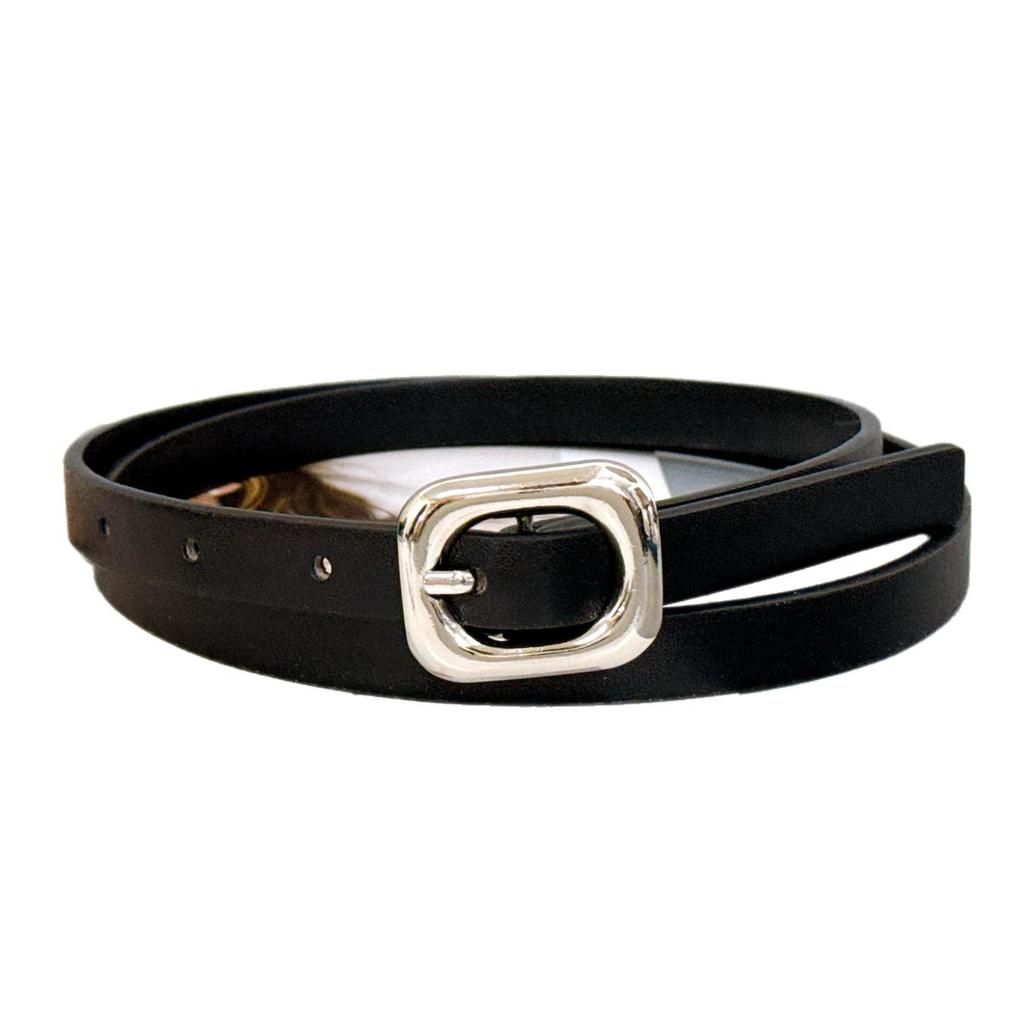 Versatile Women's Thin Waist Belt - Solid Color Pin Buckle Leather Belt for Dresses, Jeans, Jackets, and Waist Cincher Accessories.