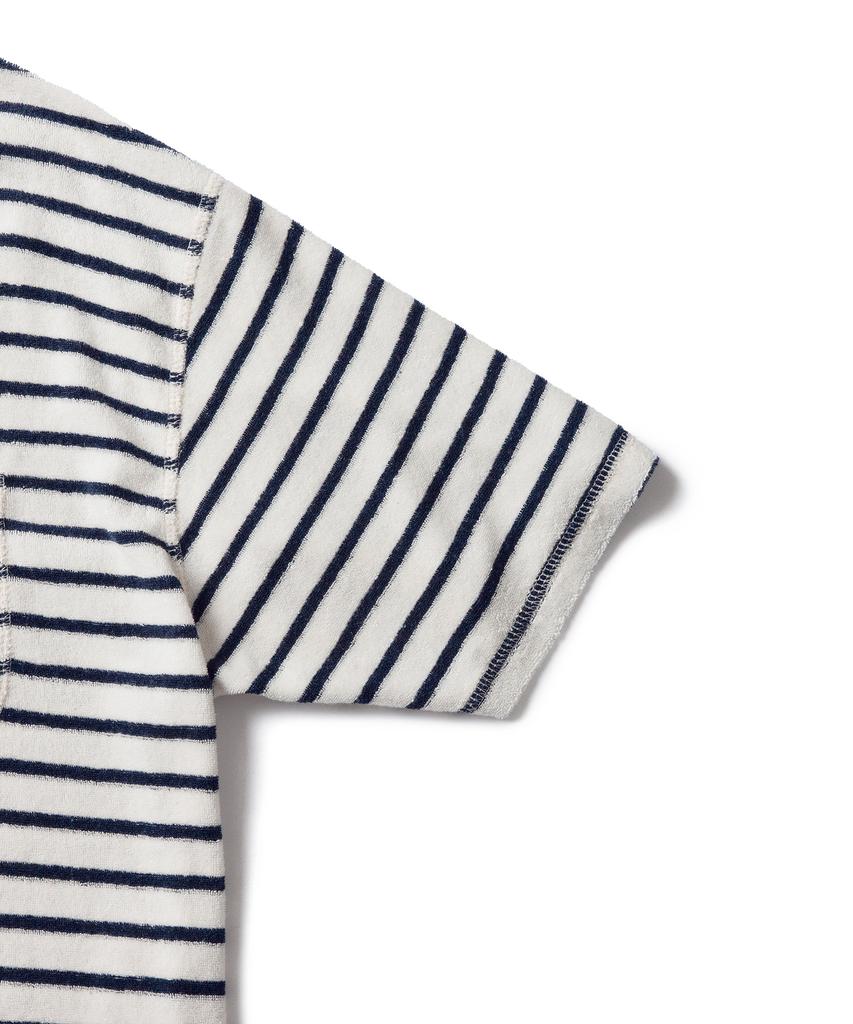 AMFEAST Striped Terry Pocket T-Shirt Navy