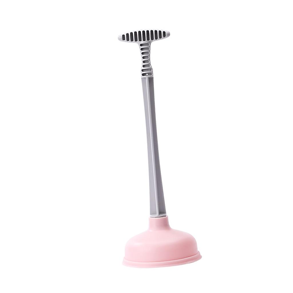 Toilet Plunger Rubber Plastic Strong Suction Efficient Toilet Drain Plunger for Bathroom Pink