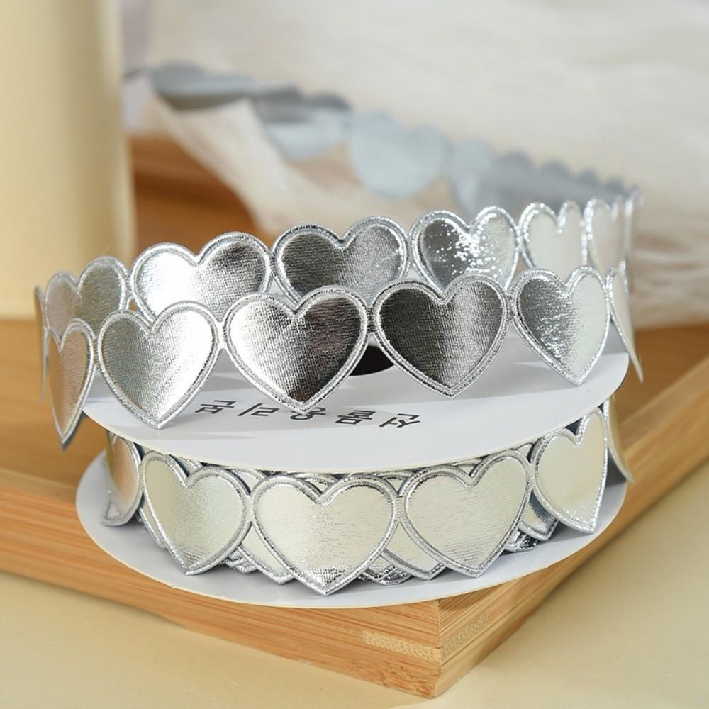 

Multicolor Love Ribbons Gift Box Wrap Party Wedding Decoration Heart Satin Ribbon Solid Color Heart Embossed Ribbon Gift 9mx1.5cm серебряный