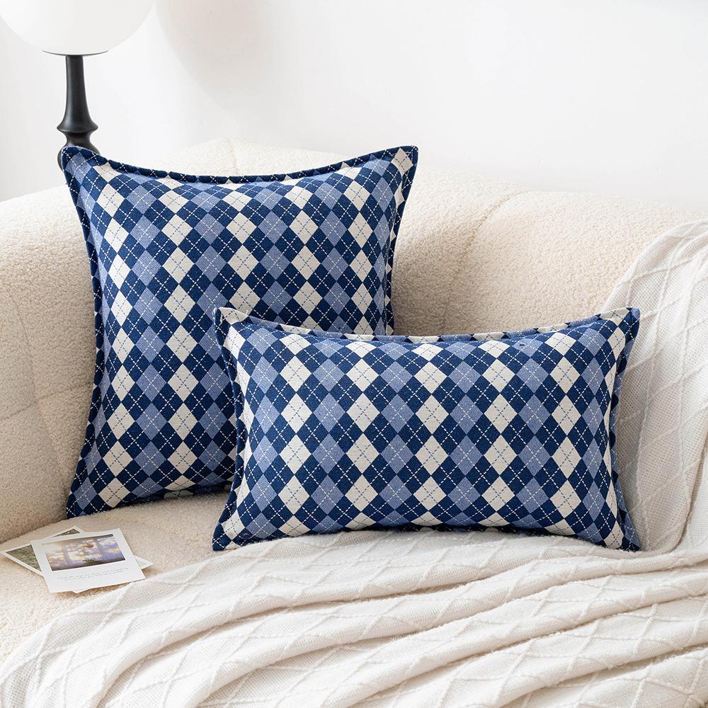 Geometric Plaid Simple Pillow Ins Style Home Sofa Bedside Decoration Cushion Cover Office Sitting Waist Protection Pillow
