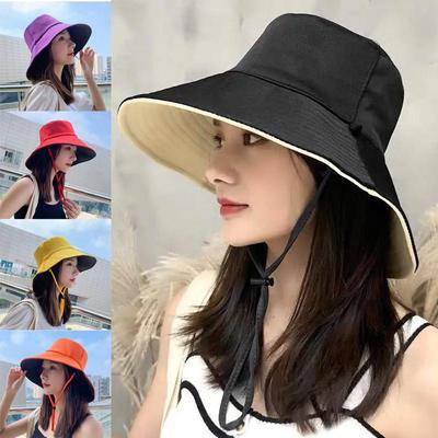 Summer Foldable Bucket Hat Unisex Women Outdoor Sunscreen Cotton Fishing Hunting Cap Double Side Sun Prevent Hats Bucket Hat