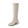 Fashion 2025 Autumn Winter Block High Heels Boots Beige Black Women Shoes Long Knight Ride Zip Knee High Boots Female Shoe Size 34-43
