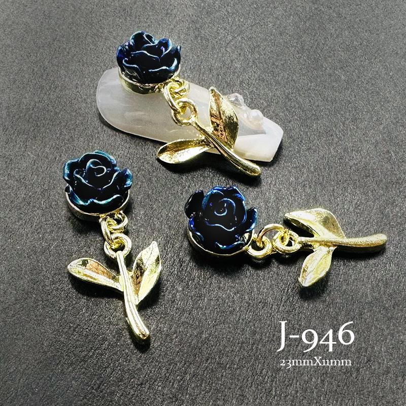 Trending Nail Art Alloy Camellia Pendant: Drip Oil Love, Black & White Rose, Color Edge Flower, Tassel Nail Diamond.