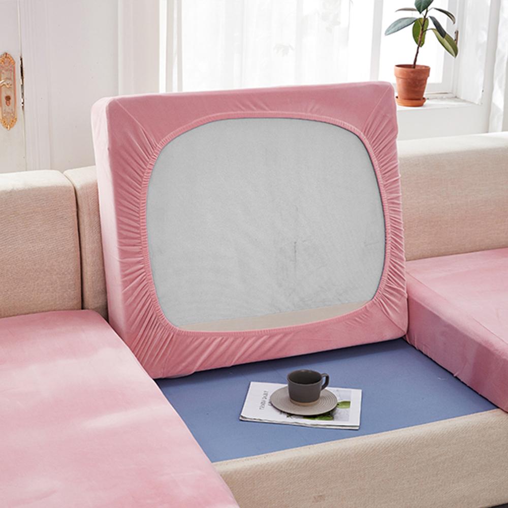Capa de sofá de veludo para sala de estar grossa cor sólida capa de almofada de sofá sala de jantar capa elástica com tudo incluído