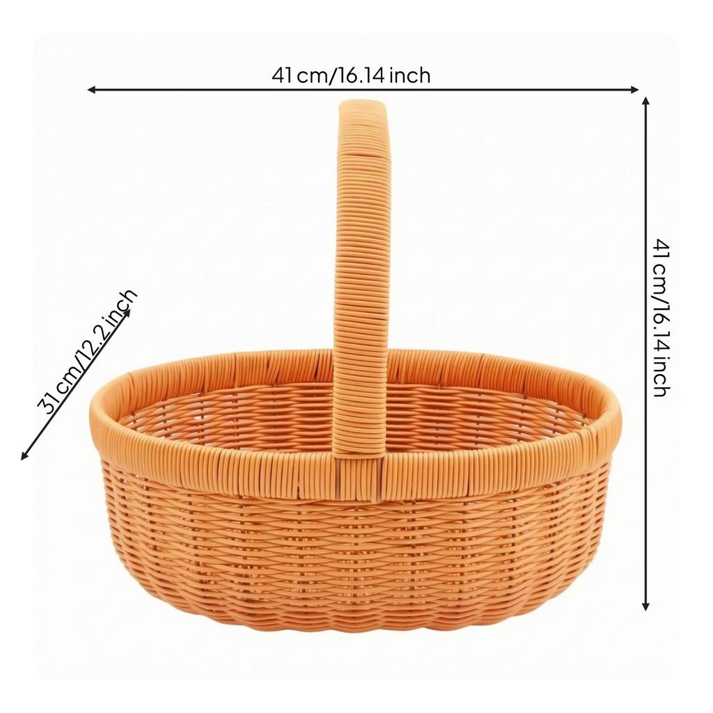 Woven Basket with Handle | Decorative, Oval Shopping Basket, Portable, for