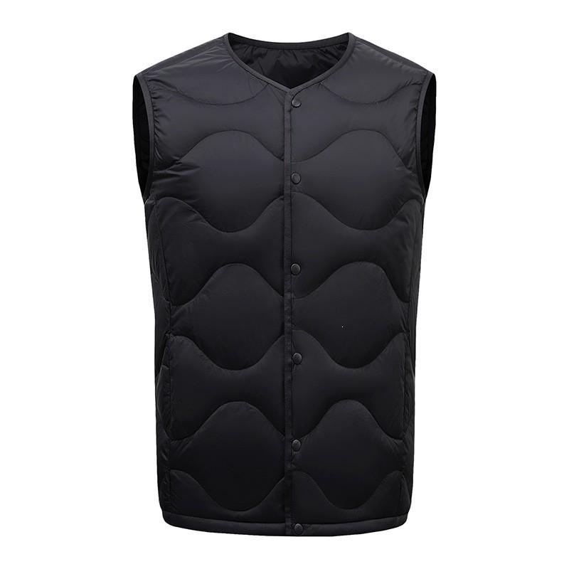 Mens Lightweight Down Vest Outdoor Casual Sleeveless Crew-Neck Convertible V-Neck Wave