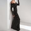 Women's 2026 Spring Retro Polka Dot One-Shoulder Dress