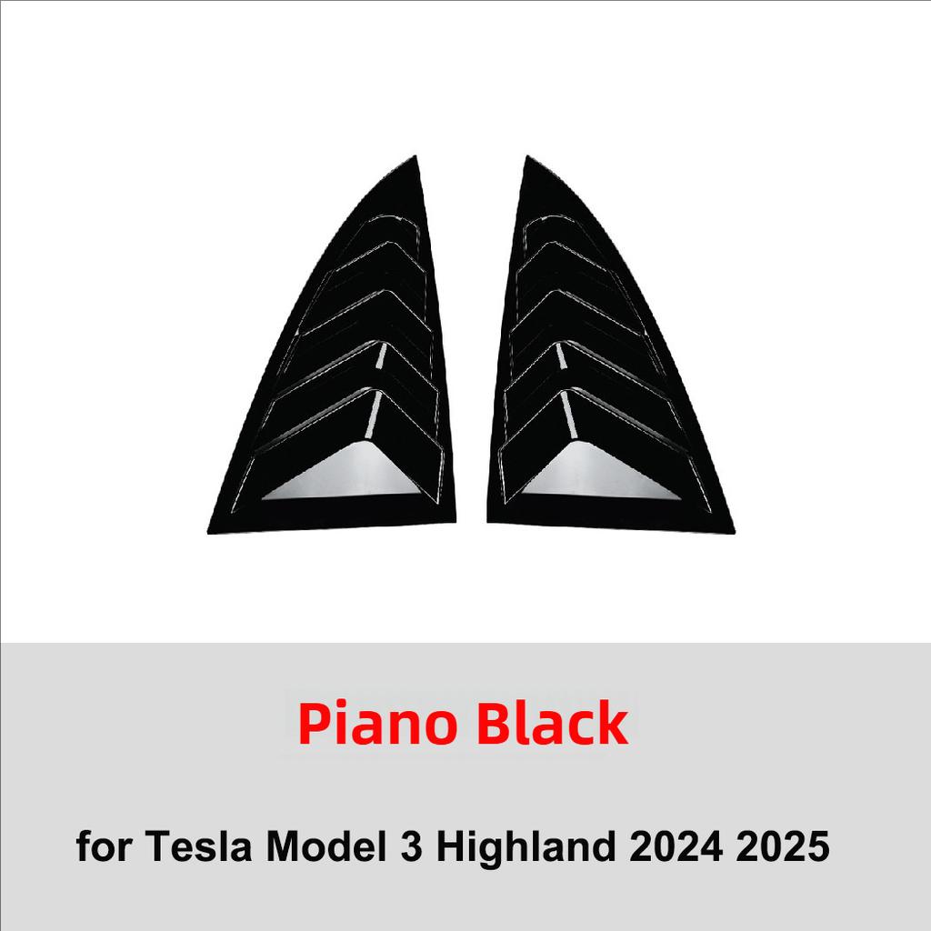 Für Tesla Model Y Juniper 2025 Model 3 Highland 2025 Heckseitenfenster Jalousie Abdeckung Verkleidung Stilvolles Aussehen Dreieckige Lamellen Modifiziert