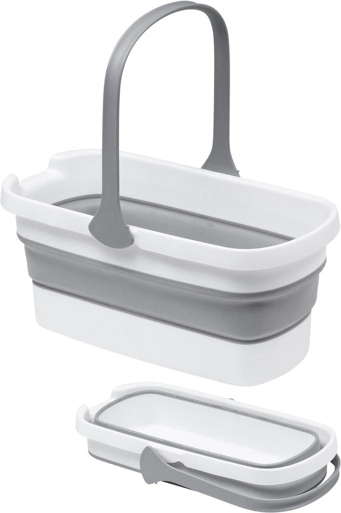 Sanwa Direct Faltbarer Auto-Einweich-Eimer, Quadratisch, 12L, Waschen, Camping, Eimer, 200-CD075