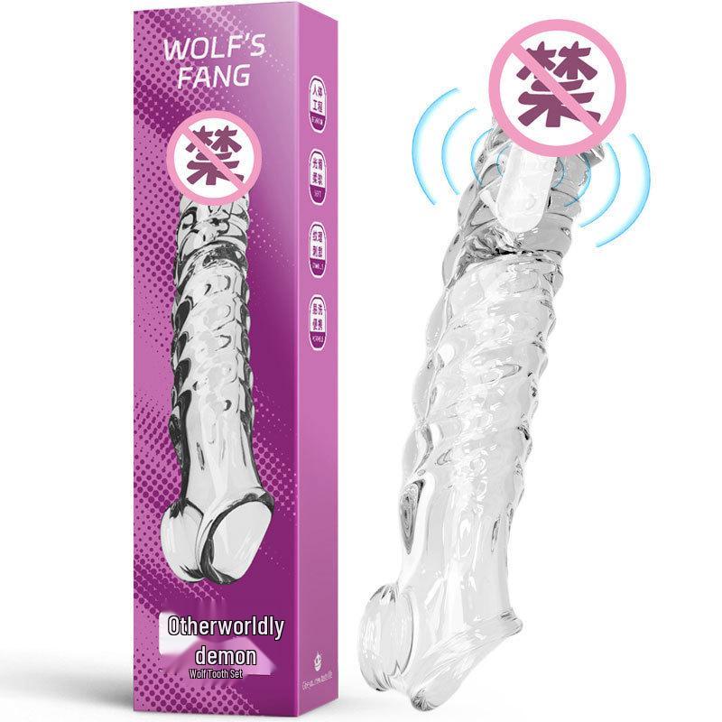 Seniubaby Men's Crystal Wolf Tooth Vibrating Sleeve - Extended and Thickened Adult Toy
