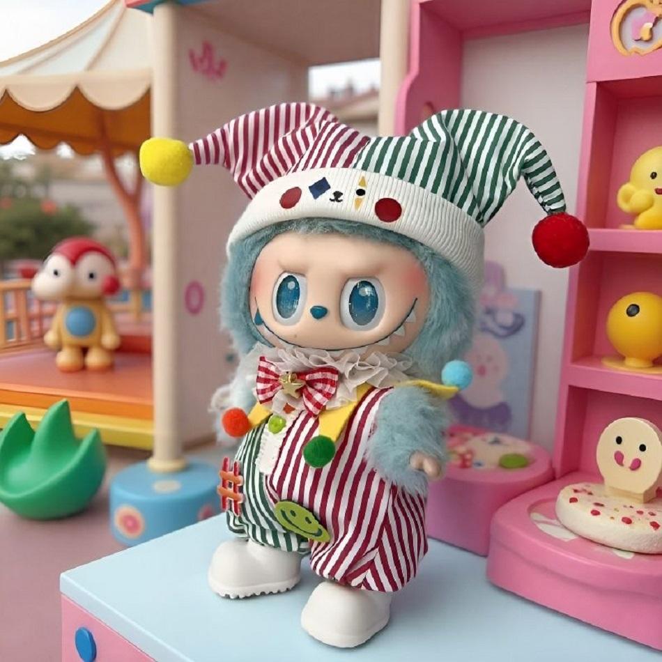 Dopamin Clown Set Trendiges Outfit für 17cm Ropa Labubu 3.0 High Energy Serie Ahead Mini Puppenkleidung V2/V3 Mode Joker Stil