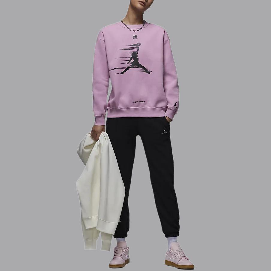 Jordan Brooklyn Fleece Logo Outdoor Casual Sports Crewneck Sweatshirt Women Sweatshirt Orchid-Purple FV7174-522