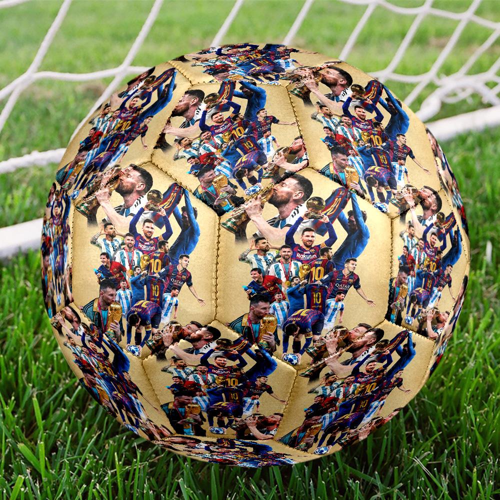 Messi 10 Number Champion'S Embrace Size 5 Soccer Ball Machinestitched Indooroutdoor Universal Football Sports Enthusiast Gifts Distinctive Home Decor 
