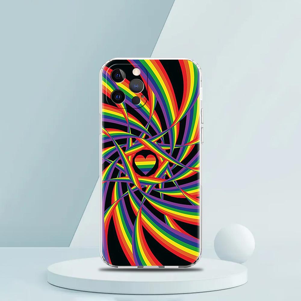 Gay Lesbian LGBT Rainbow Pride ART Phone Case for iPhone 16 15 14 13 12 Pro Max Transparent Soft for iPhone 11 Pro Max 7 8 Plus