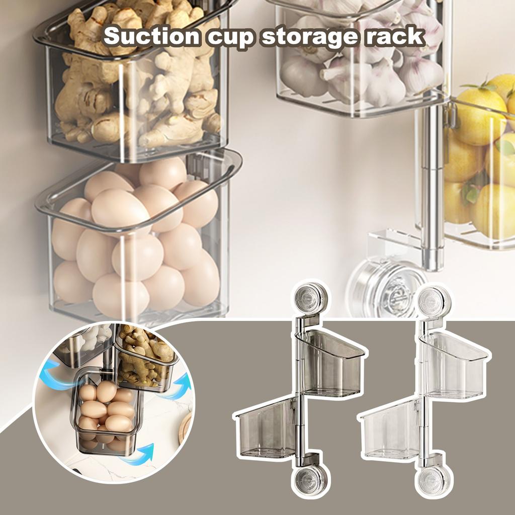 Suction Cup Rack, Storage Basket, Wall Hanging Basket Without Punching