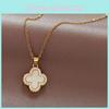 Fashionable Four-leaf Clover Sweater Chain For Women Alloy Material Geometric Design