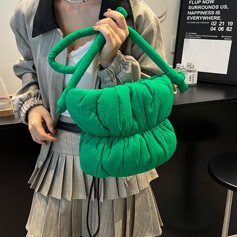 Soft Down Cotton Clothes Bag Women's 2025 Autumn and Winter New Large-capacity Nylon Cloth Bag Shoulder Crossbody Bucket Bag