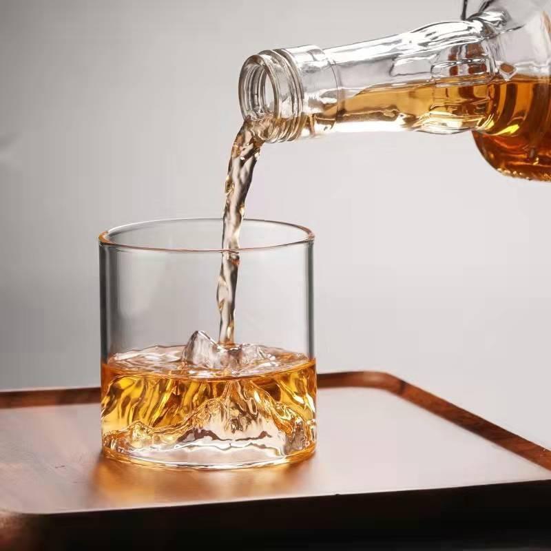 200/300ML Creative Whiskey Glass,Japanese 3D Mountain Viewing Cup for Water Milk,Transparent Tea Wine Cups for Home Bar Party