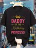 Teenager'S 1St Birthday Daddy'S Little Princess T-Shirt Classic Retro Graphic Tee with Crown And Tex