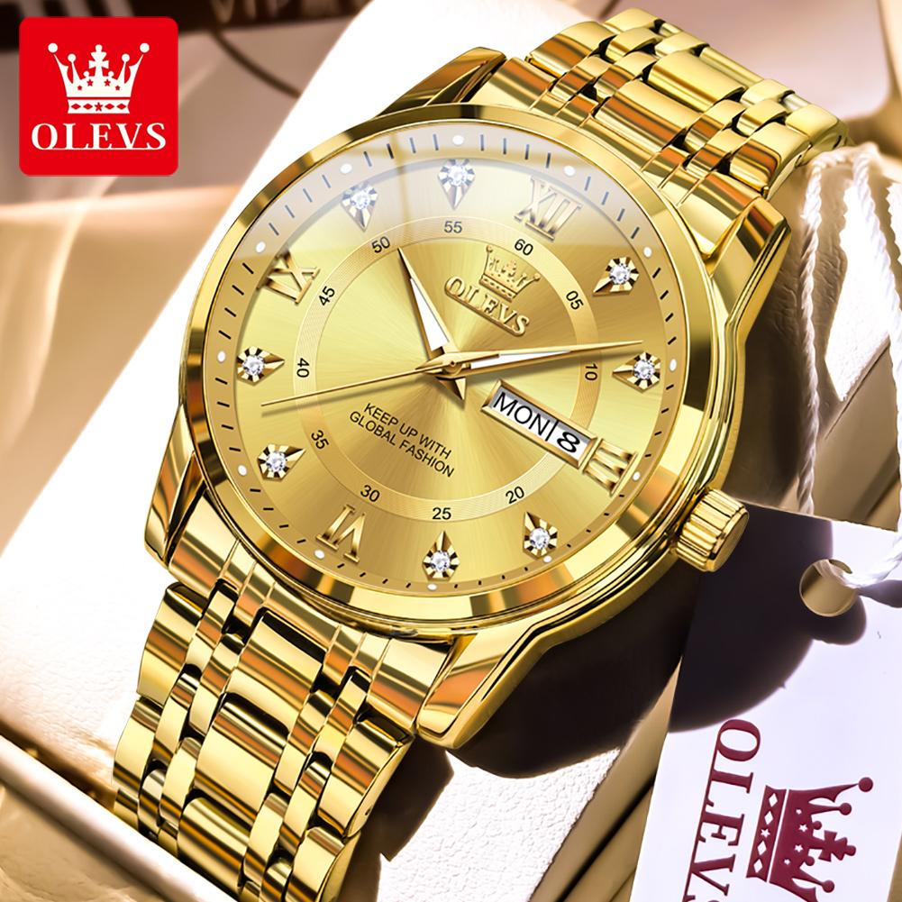 OLEVS 5513 Top Brand Quartz Watch Steel Strap Waterproof Luminous Calendar Week Wristwatch Elegant Luxury Original Men's Watches
