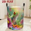 1 Laundry Basket - Colorful Floral Lined Cute Frog Fantasy Wonderland Storage and Decorative Laundry Basket, Saves Space In Bedrooms and Laundry Rooms