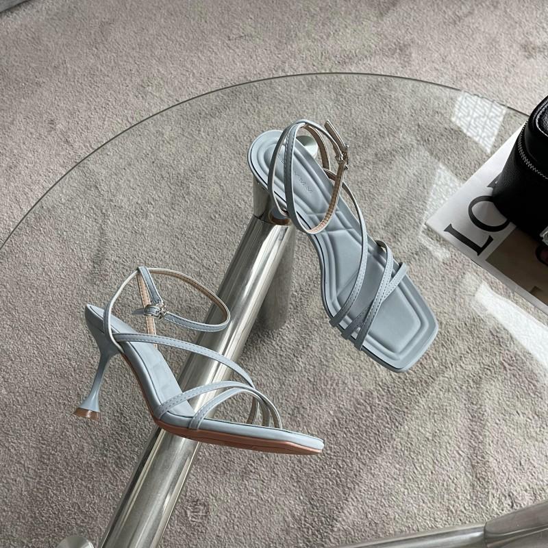 

2025 Европейские и американские летние новые модные темпераментные туфли на высоком каблуке, ремешок с пряжкой на подъеме, шпилька, женские босоножки с открытым носком 39 синий