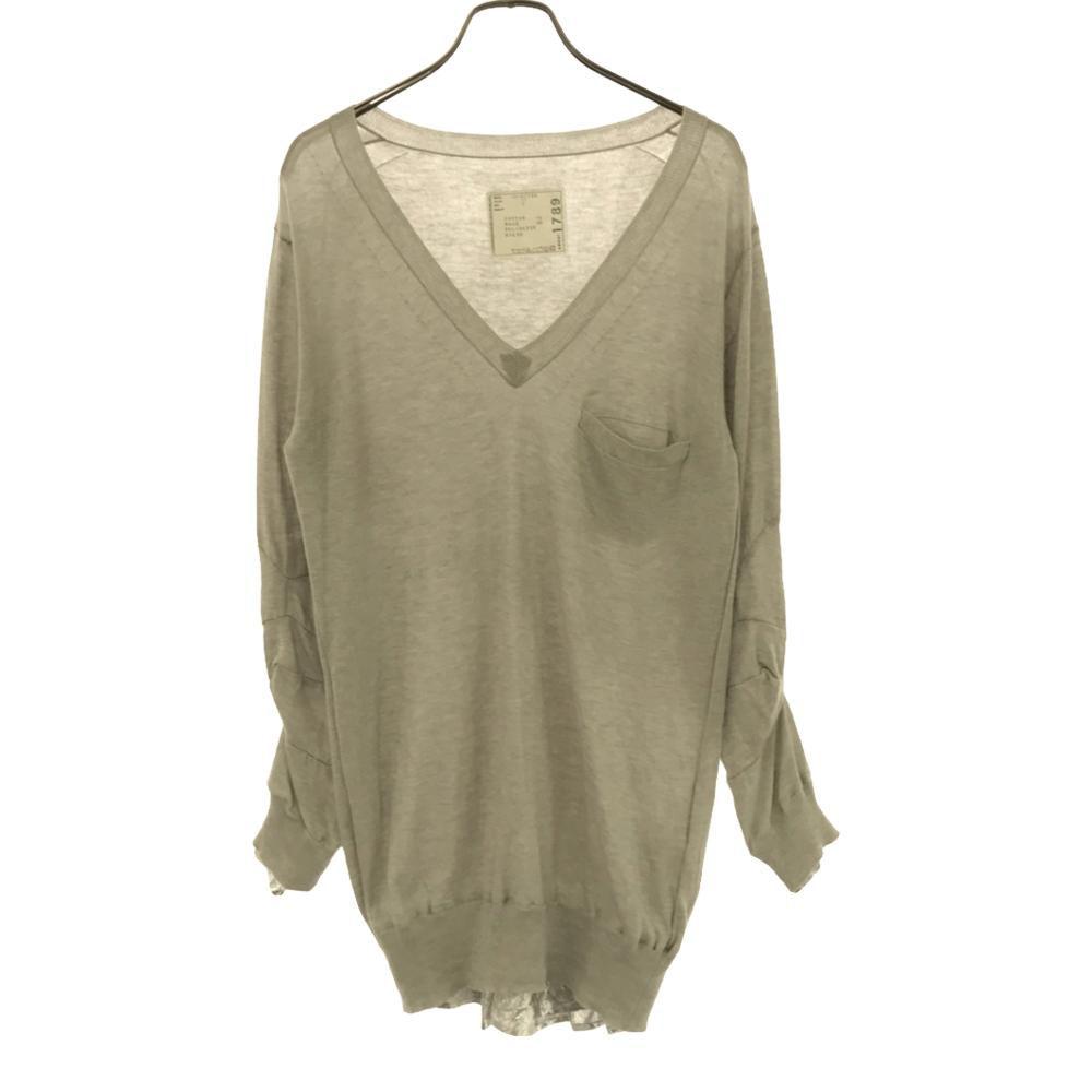 

Sacai Сделано в Японии 13-01789 Свитер с длинным рукавом и V-образным вырезом, имитирующий многослойность, женский, б/у