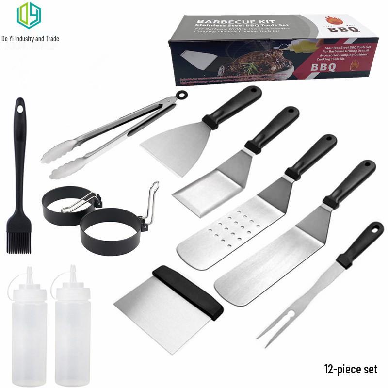 Outdoor BBQ Tool Set: Stainless Steel Grill & Frying Spatulas