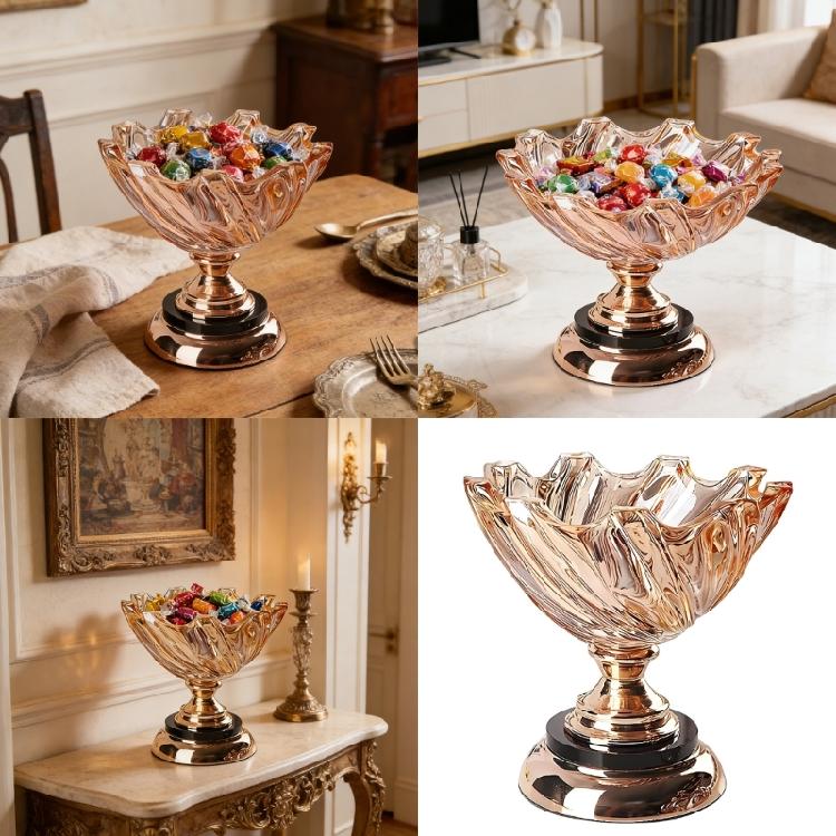 Crystal Glass Fruit Bowl Decorative Bowl for Home Decors Pedestal Bowl for Party Dining Table Centerpieces Serving Bowl