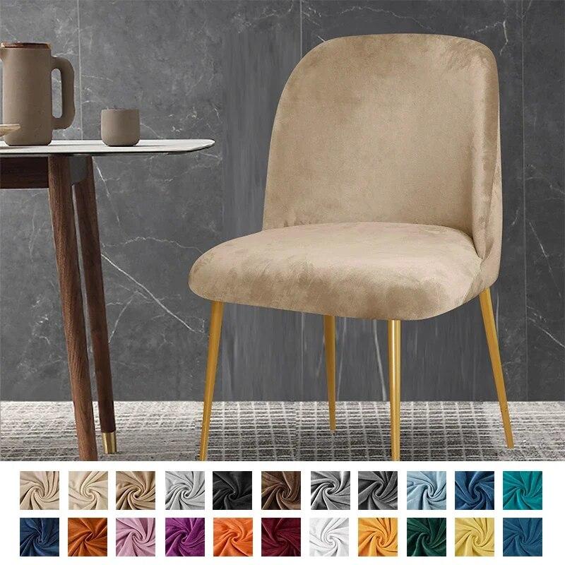 1/2/4/6 Pc Velvet Duckbill Makeup Chair Covers Round Bottom Stool Accent Low Back Dinning Office Chair Slipcover  Seat Cover