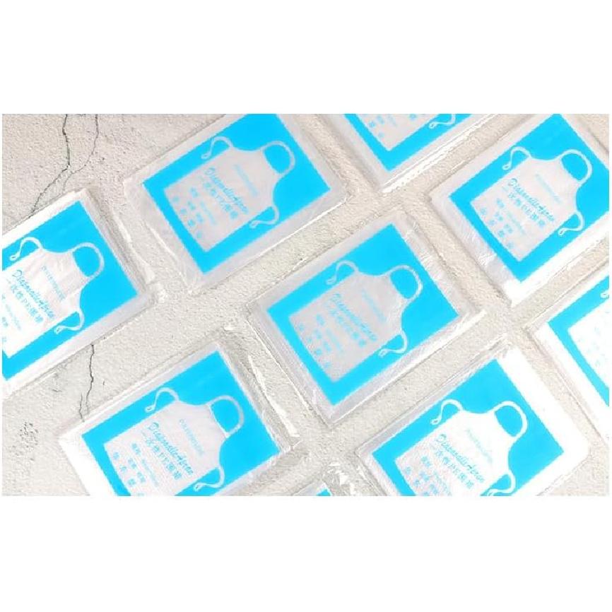 Disposable Aprons (50 Count) Waterproof Plastic Apron For Painting, Cooking, Housework, and Picnics - Individually Packaged