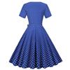 Women's Vintage Long Sleeve Polka Dots 1950s Housewife Party Ball Dress