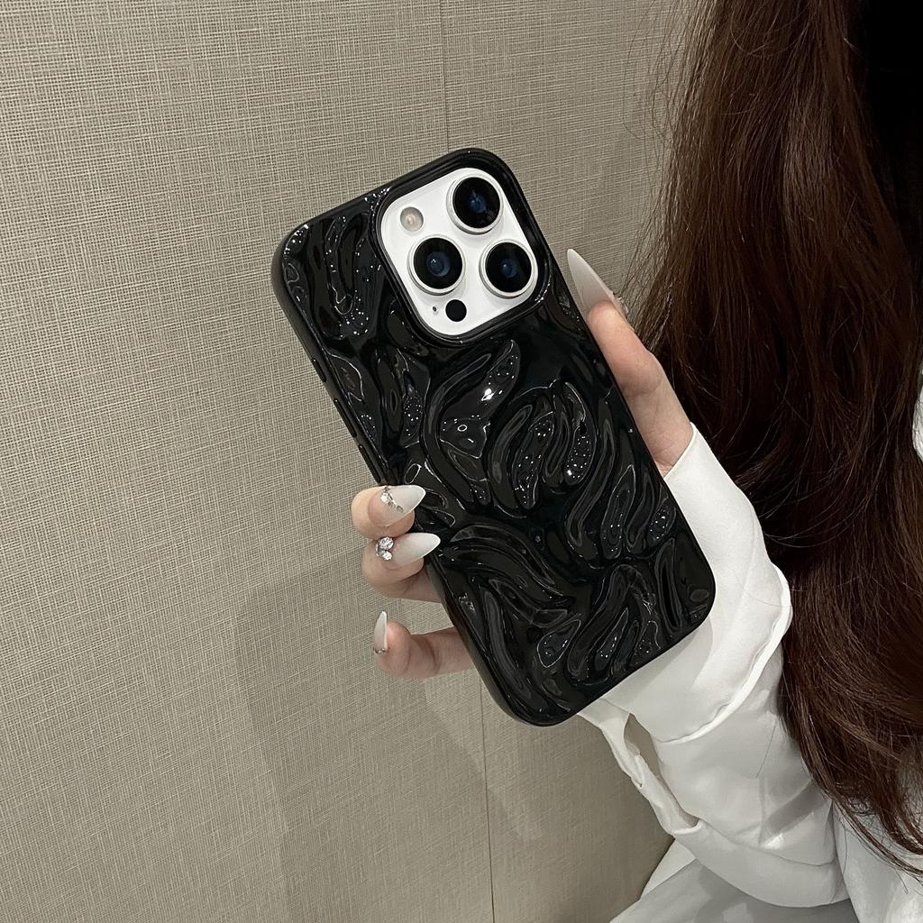 Three-dimensional Meteorite Pattern Solid Color Suitable for Apple 16promax Mobile Phone Case 15 All-inclusive 14 Soft 13 Simple 1211 Tide Xs