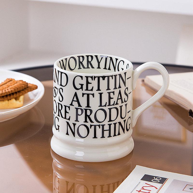 Englisch Alphabet Keramiktasse Französisch Retro Kaffee Wasserbecher Designgefühl Büro Wohnzimmer Mädchen Frühstück Wasserbecher