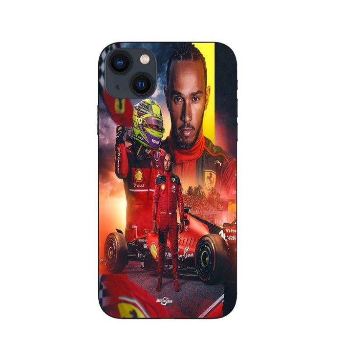 Coque de téléphone - Maniacase - Iphone 13 mini - Lewis Hamilton - Scuderia Ferrari F1 - Silicone noir