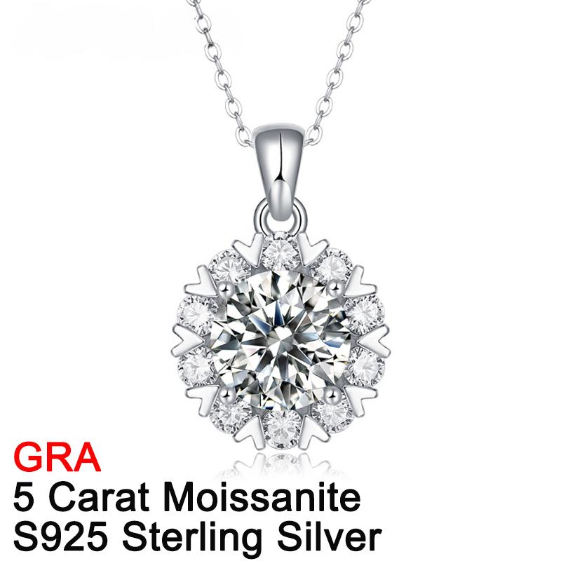 

Настоящее 5-каратное муассанитовое ожерелье со снежинкой, подвеска для женщин, высокое качество S925, чистое серебро, ювелирные изделия для свадебной вечеринки GRA