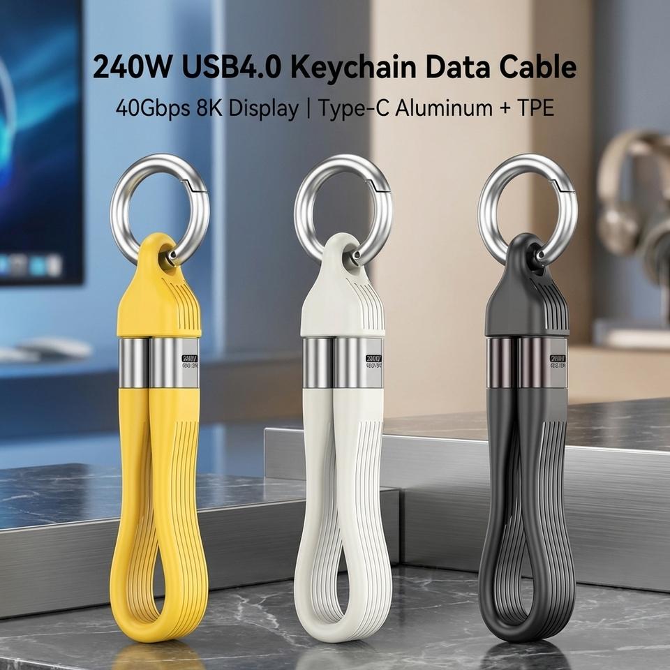 240W 40Gbps Type C Cable with Keychain PD3.1 5A 8K@60Hz USB-C to USB Adapter High-Speed Data Sync And Fast Charging Cable