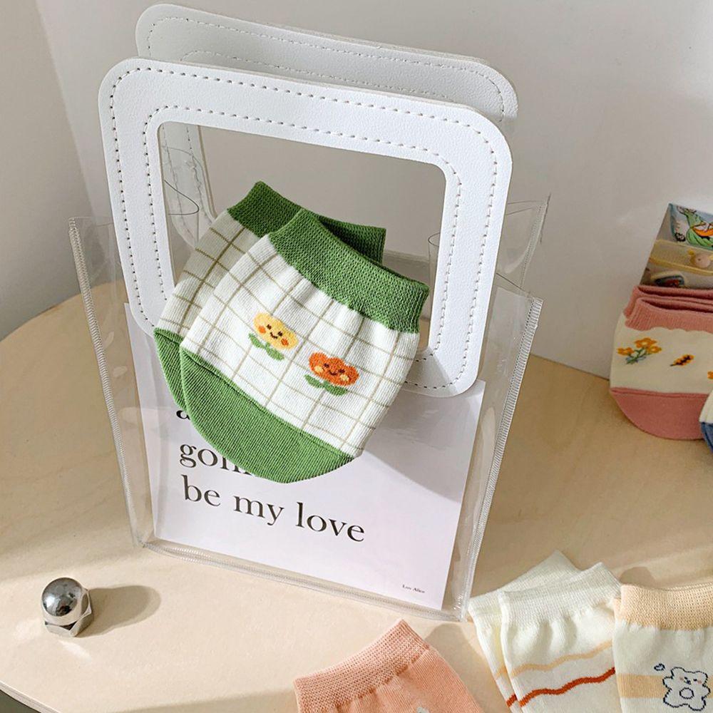 

Short Bear Cartoon Flower Invisible Half Palm Korean Style Socks Cotton Forefoot Socks Women Socks бежевый