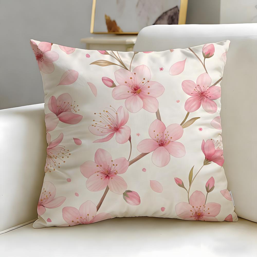 Light Pink Gentle Petals Cushion Cover Soft & Easy-Wash Pillow Case – Versatile For Couch, Bed, Travel And Office