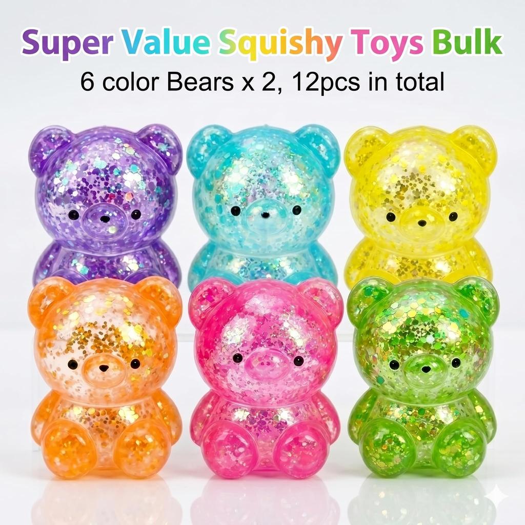 Mini Glitter Beer Squishy Stressverlichtend Speelgoed Zacht Knijp Fidget Speelgoed Kawaii hi Beer Langzaam Rijzend Sensorisch Speelgoed voor Feestartikelen